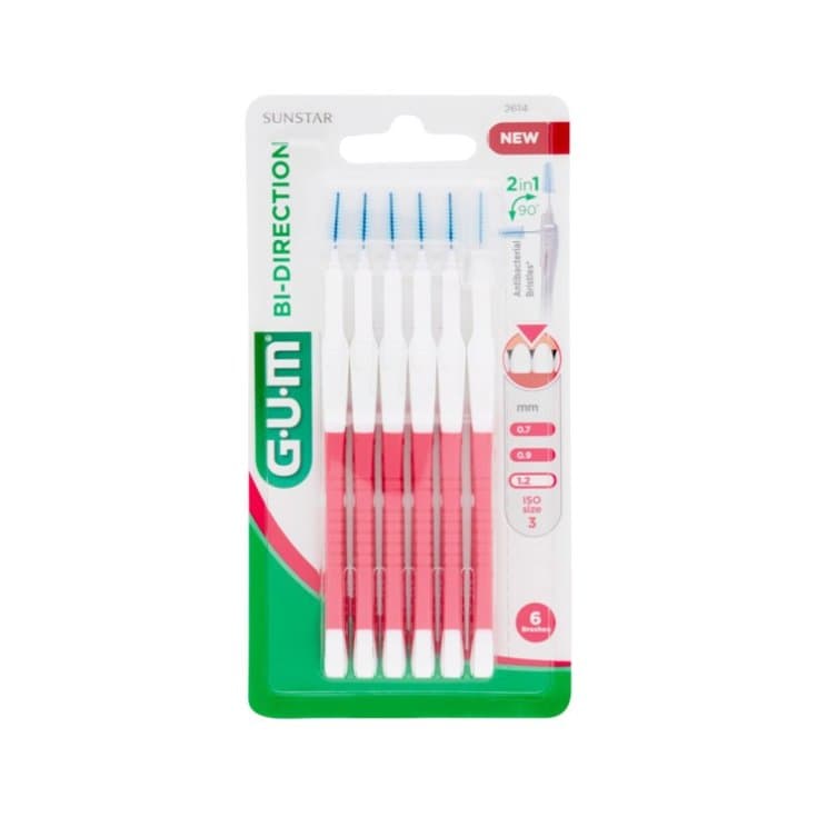 GUM BI-DIRECTIONAL Zahnbürste Fine – 6 Stück