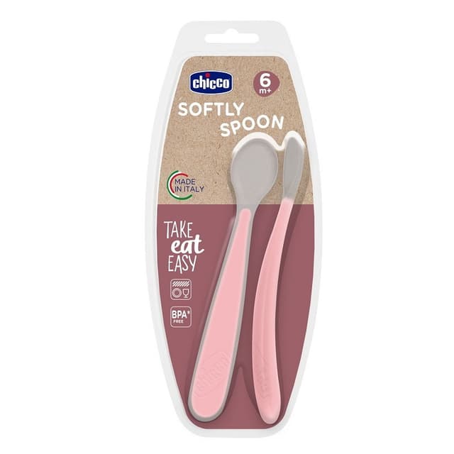 Chicco Doppellöffel Silikon Rosa – ab 6 Monaten