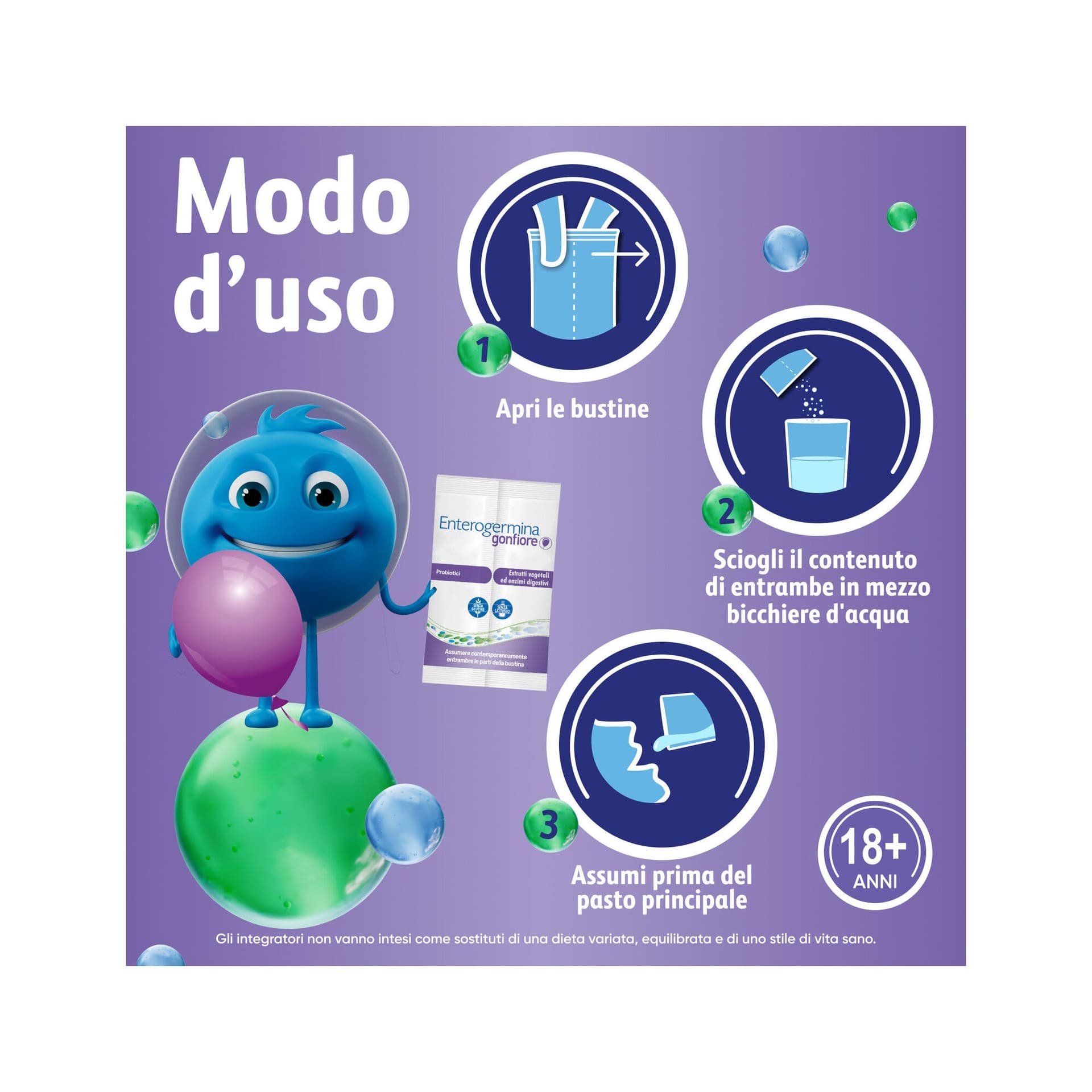 Probiotika mit Milchsäurebakterien – 20 Stickpack Beutel | Enterogermina Gonfiore