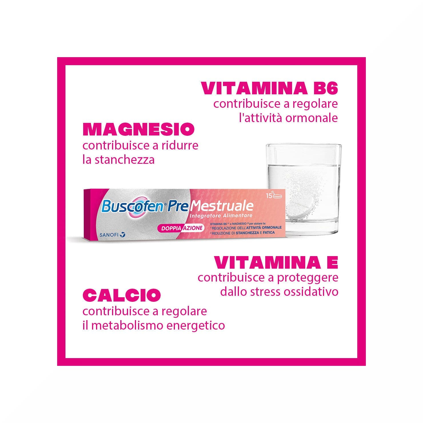Magnesium + Vitamin B6 – 15 Brausetabletten | Buscofen Premestruale