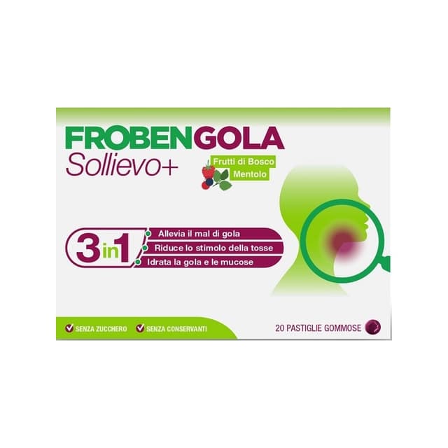 Frobengola Sollievo+ – 20 Pastillen für Hals und Rachen