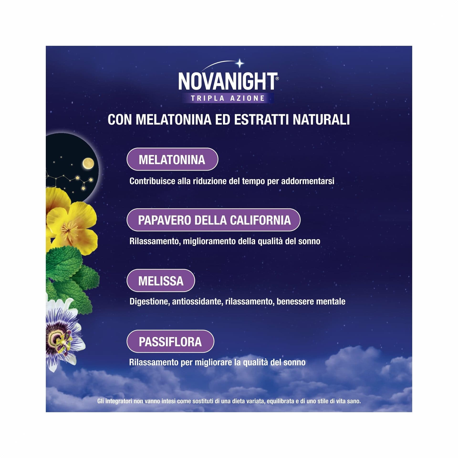 Passionsblume + Melisse – 30+30 Tabletten | Novanight Bipacco