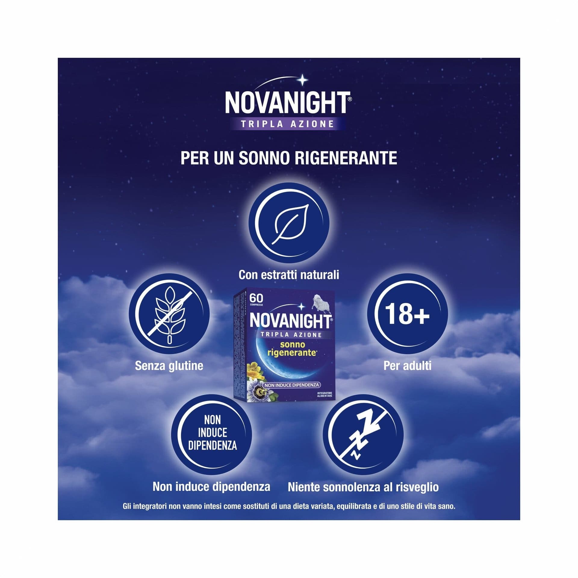Passionsblume + Melisse – 30+30 Tabletten | Novanight Bipacco