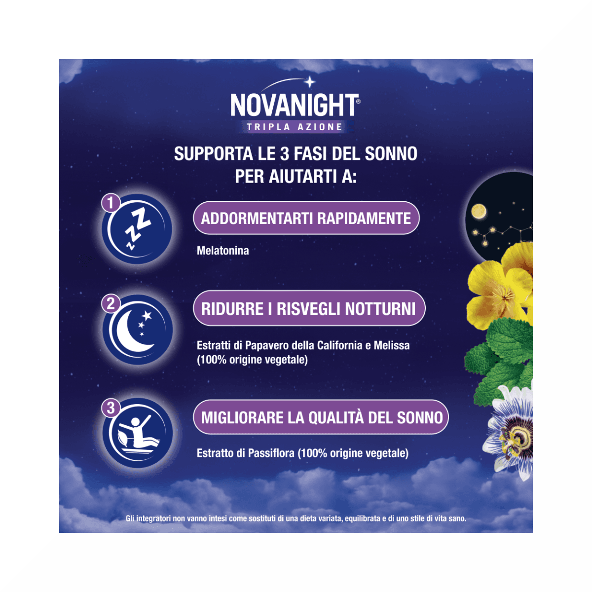 Passionsblume + Melisse – 30 Tabletten | Novanight Rapido