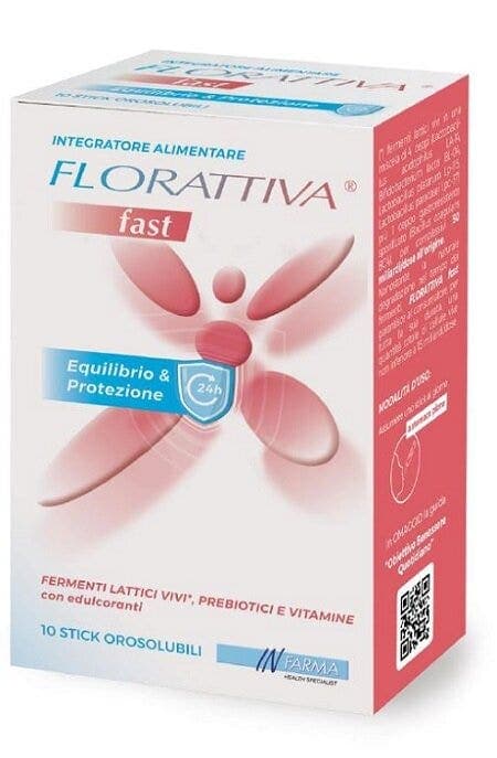 Probiotika mit Milchsäurebakterien + Vitamin B-Komplex – 10 Sticks Pulver | Florattiva Fast