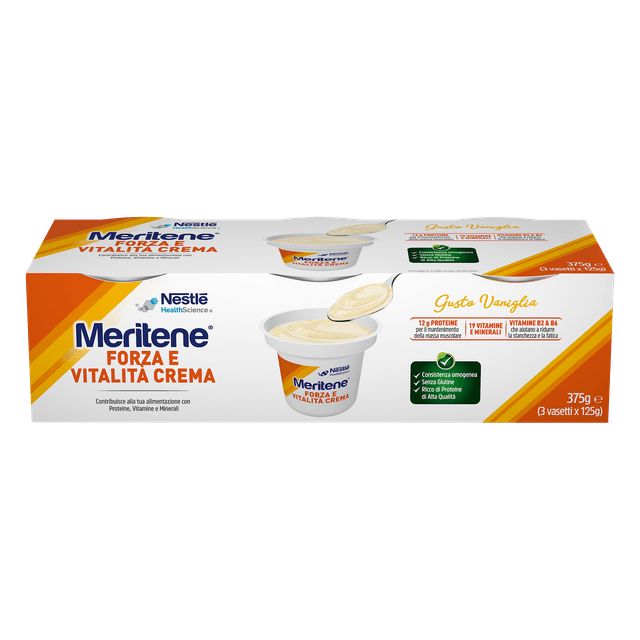 Meritene Creme Vanille – 3 x 125 g Protein-Dessert mit Vitaminen
