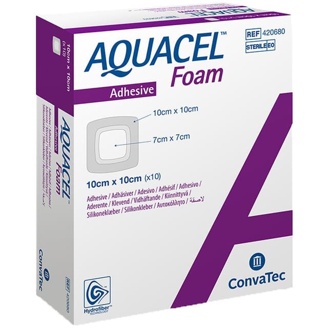 AQUACEL Foam Wundauflage 10 x 10 mm, 10er Pack