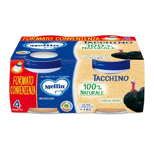 Protein + Eisen – 4 x 80 g Babybrei | Mellin Omo Pute