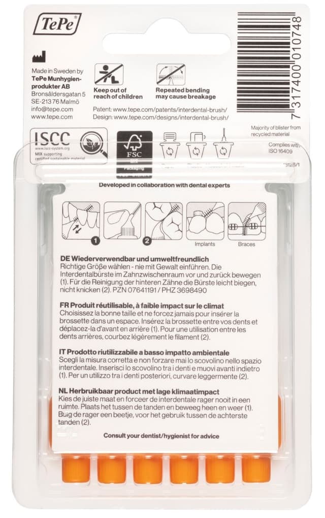 TePe Zahnzwischenraumbürsten Aran 0,45 mm – 6er Pack