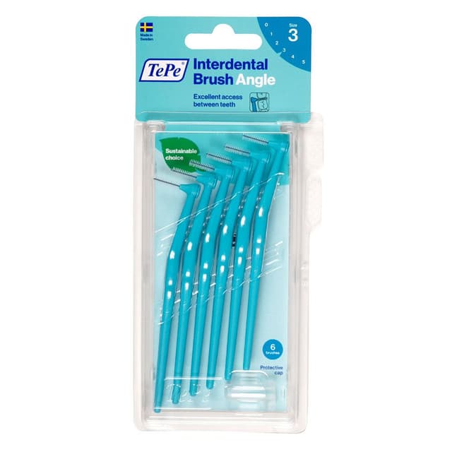 TePe Angle Zahnbürste Blau 0,6 mm – 6er Pack