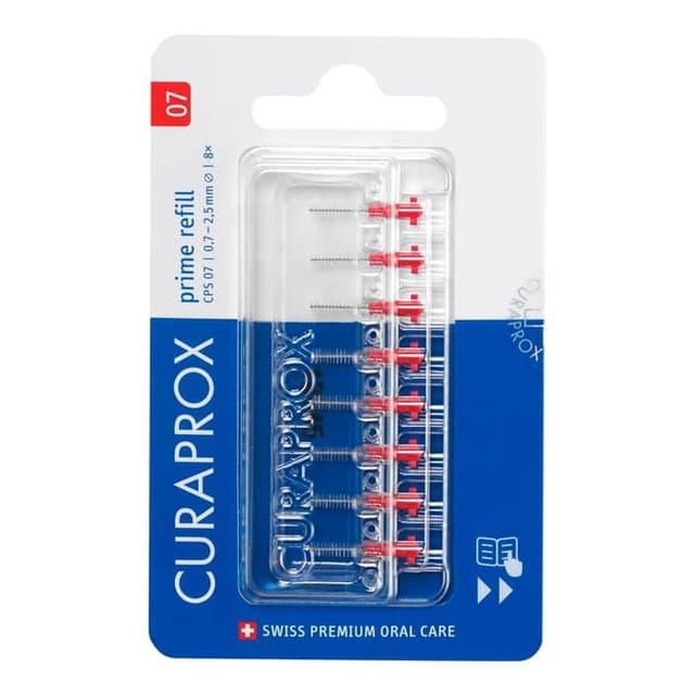 Curaprox CPS 07 Prime Refill – 8 Interdentalbürsten rot, 0,7 mm